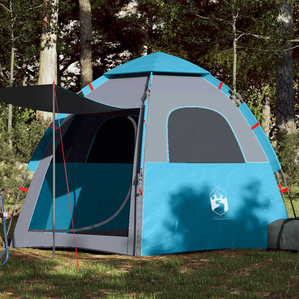 Camping Tent Cabin 4-Person Quick Release in Blue