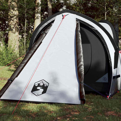 vidaXL Camping Tent Dome 2-Person White Blackout Fabric Waterproof set up in a forest clearing