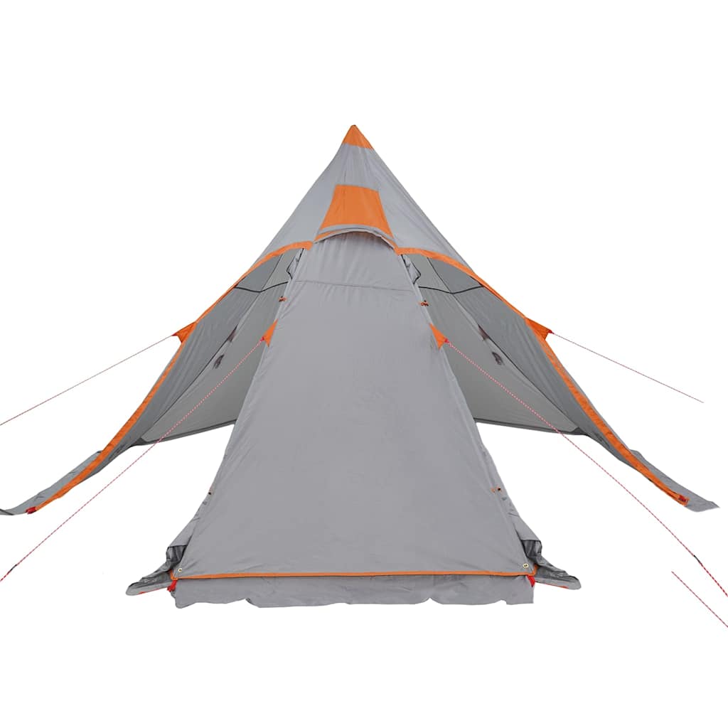 the tipi tent with its side panels opened outwards to reveal the interior structure