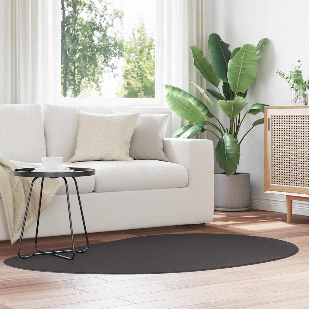 Carpet HUARTE 120 x 170 cm Polyester Oval-raindrop Length 170 cm Anthracite