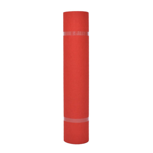 vidaXL Carpet Plain Red Fabric rolled up and secured with clear tape against a white background