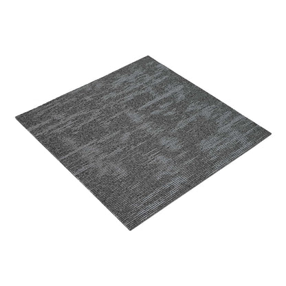 A single charcoal grey carpet tile with a striped texture on a plain background