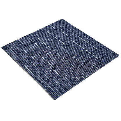 A single blue striped carpet tile with thin white lines