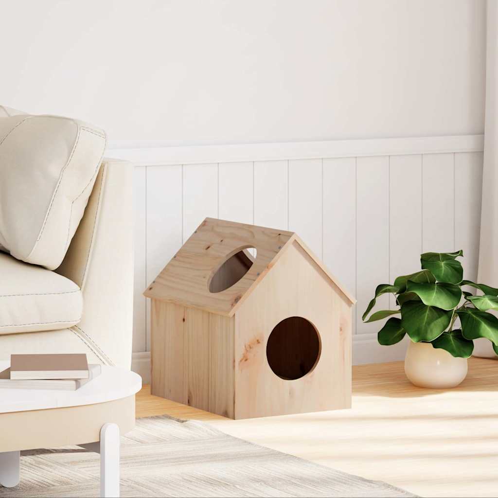 Cat House 41x50x50 cm Solid Wood Pine Natural