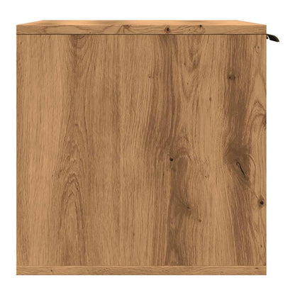 The wooden cat litter box enclosure from the side