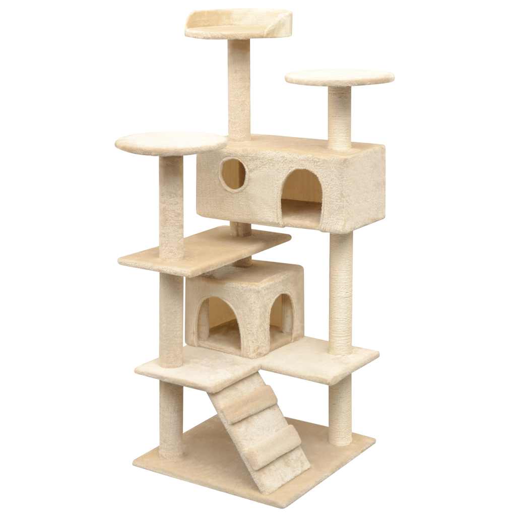Cat Tree with Sisal Scratching Posts 125 cm Height 125 cm Beige 67 cm 67 cm