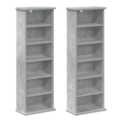 Two concrete grey media storage cabinets standing next to each other