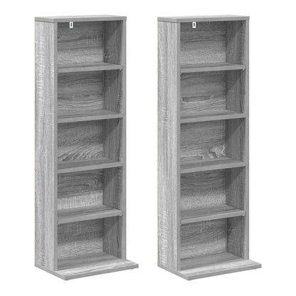 two grey media storage cabinets standing apart