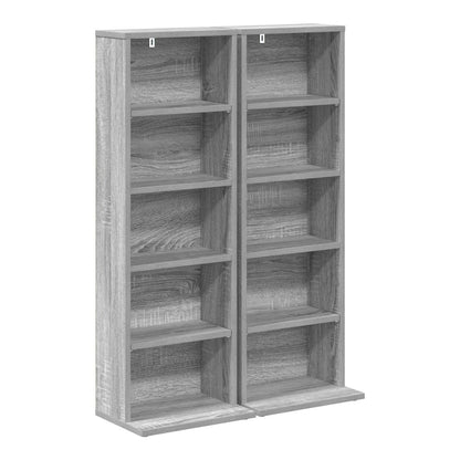 two grey media storage cabinets side by side