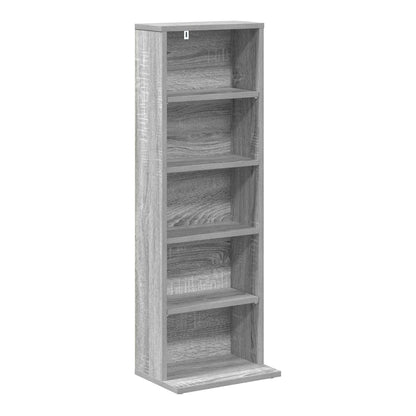 a single grey media storage cabinet standing alone