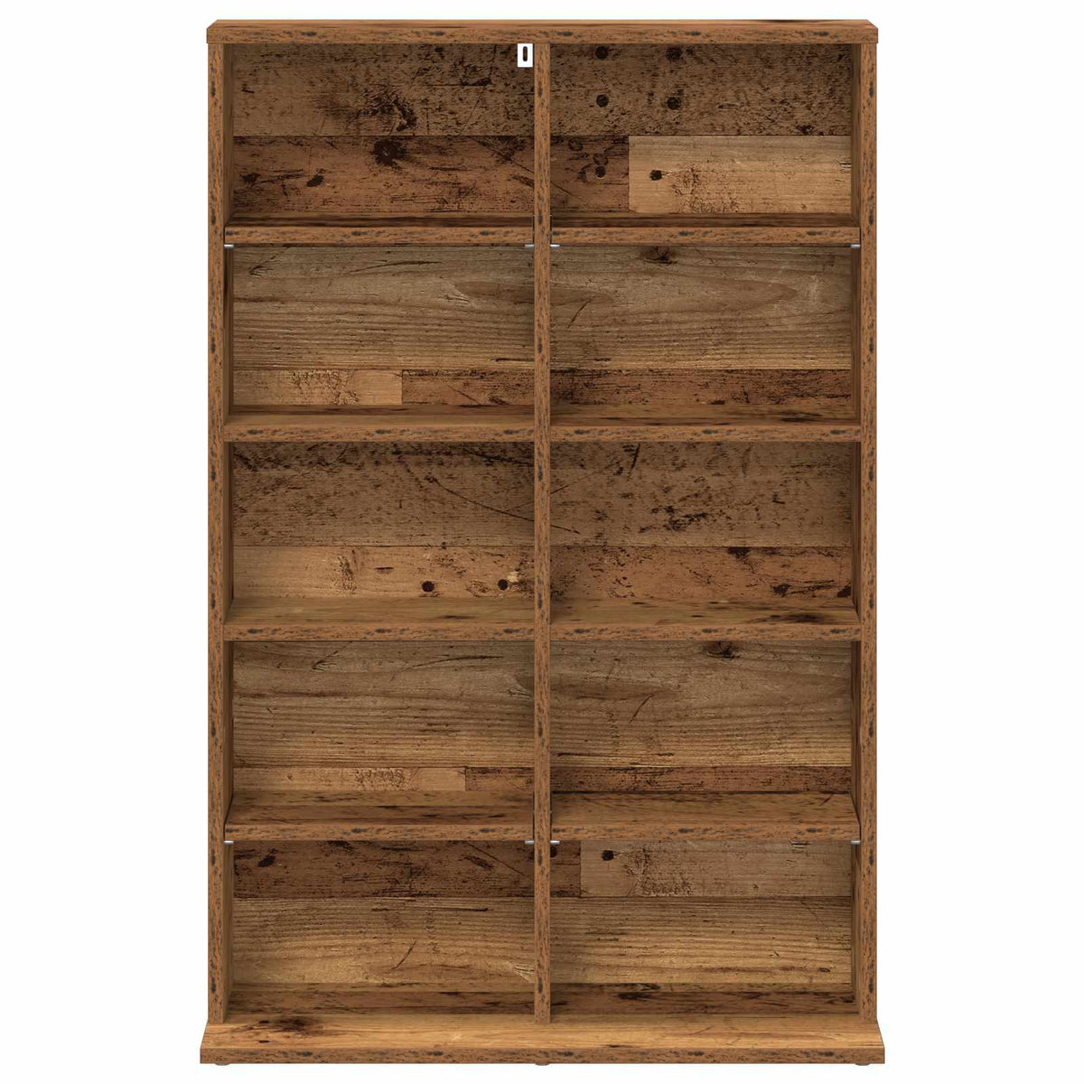 Back of the media storage cabinet showing the wood effect panels