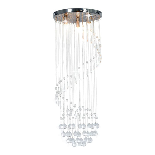 281577 vidaXL Ceiling Lamp with Crystal Beads Silver Spiral G9 1