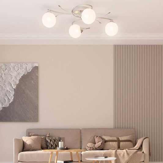 vidaXL Ceiling Lamp with Round Glass Shades, a ceiling light fixture with four round glass shades