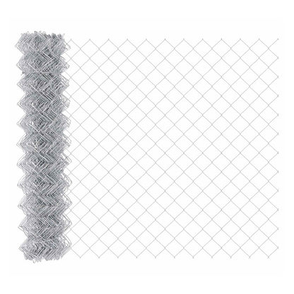 The chain link fence partially unrolled to show the diamond mesh pattern