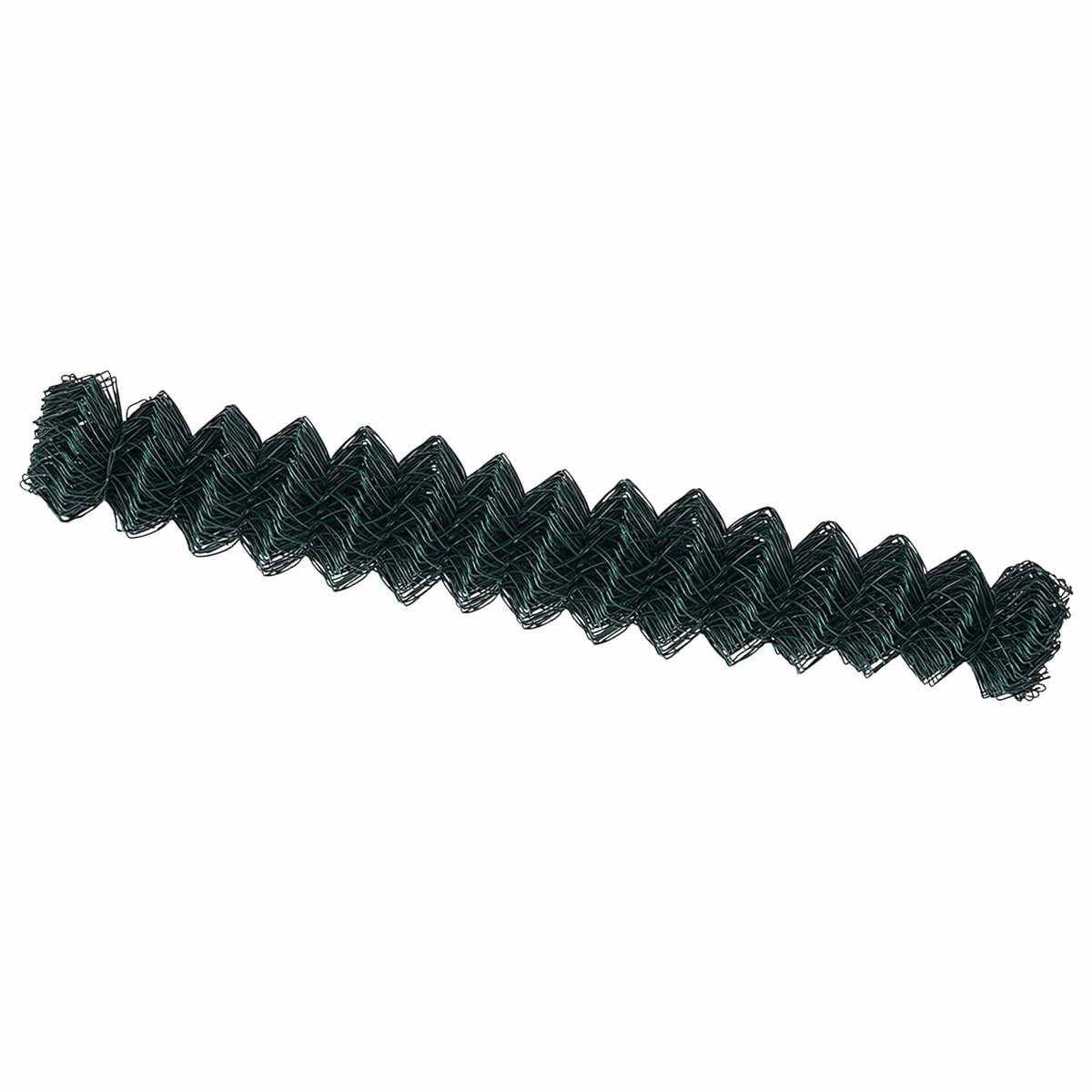 The fence panels presented as a tightly coiled roll of green wire mesh