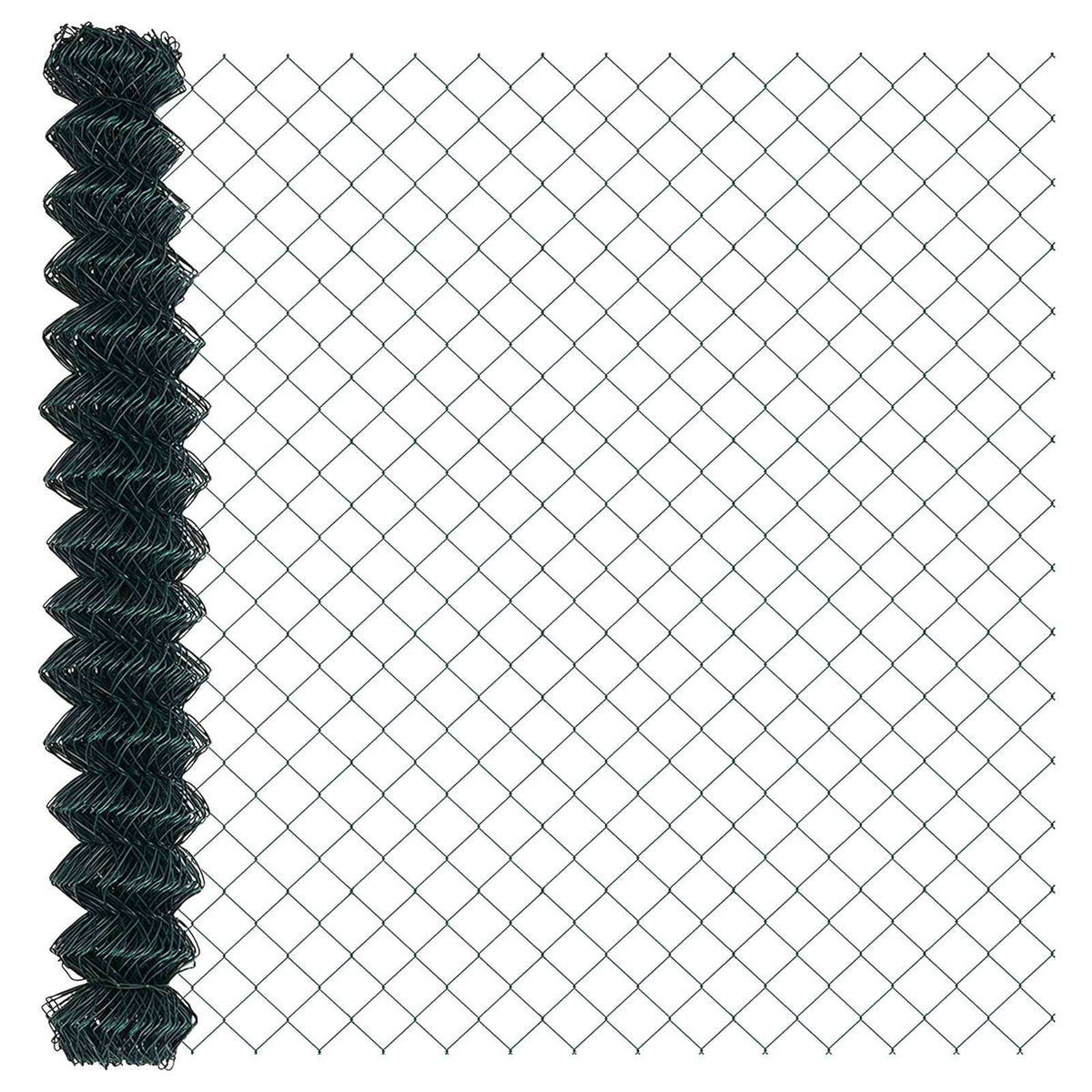 A roll of green chain link fence material coiled up