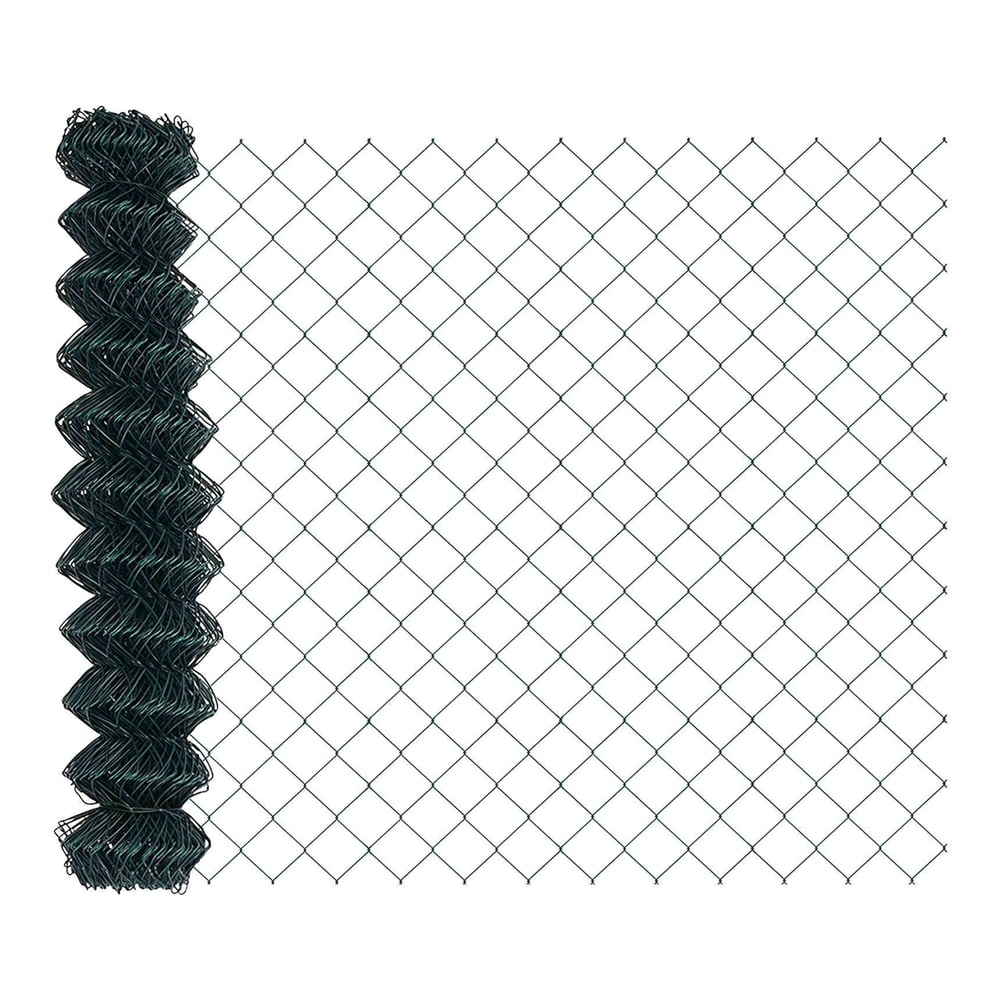 A roll of green chain link fence material