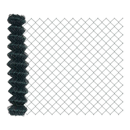 A roll of green chain link fence material