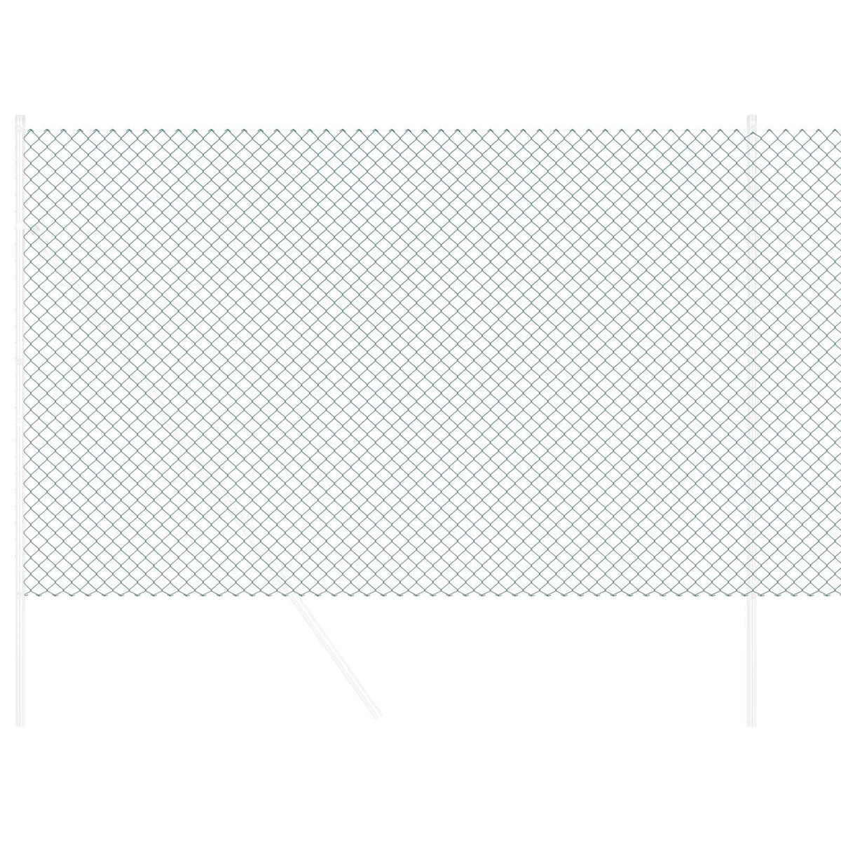 The fence panels displayed as a digital schematic showing the mesh and support posts