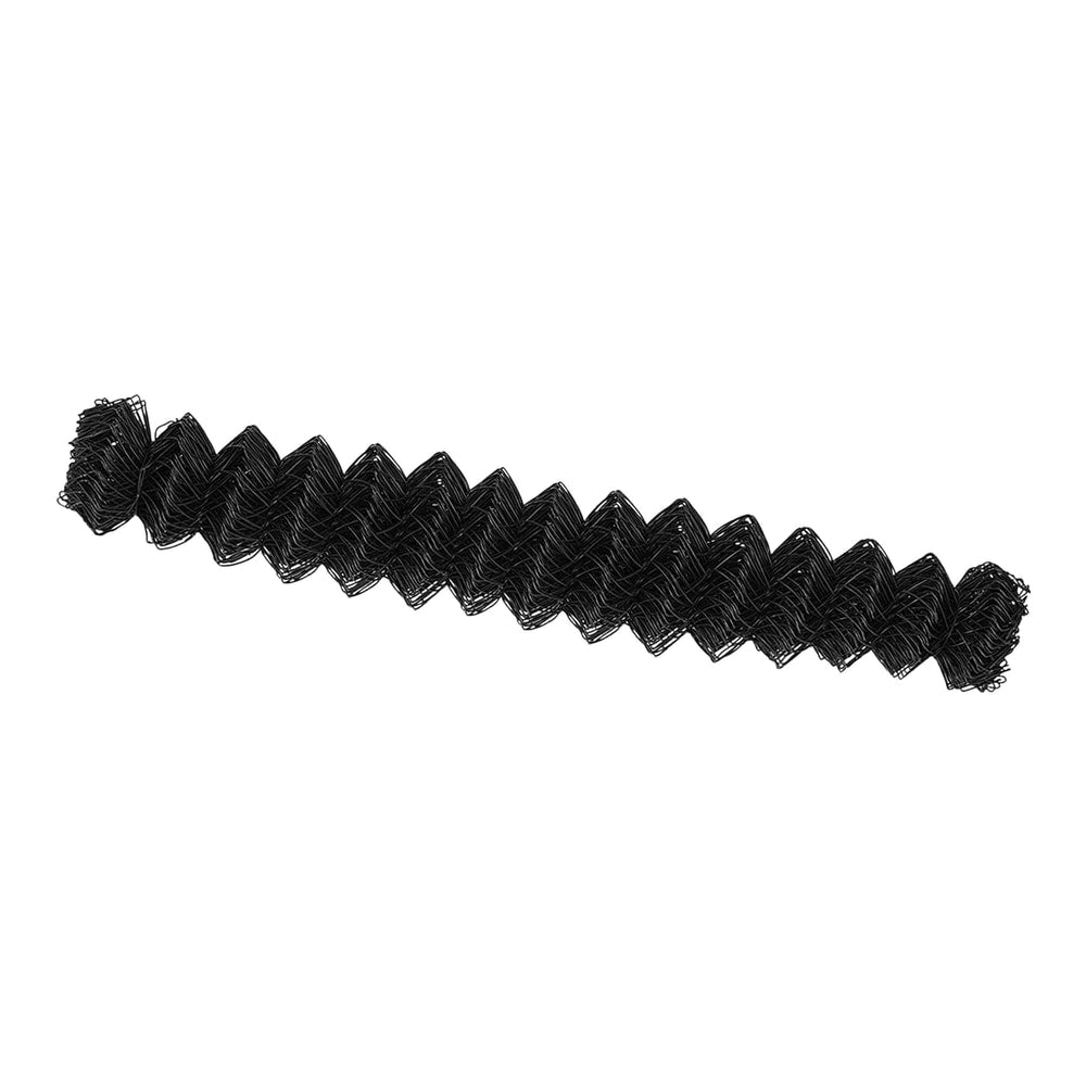 A tightly coiled section of grey chain link fence material