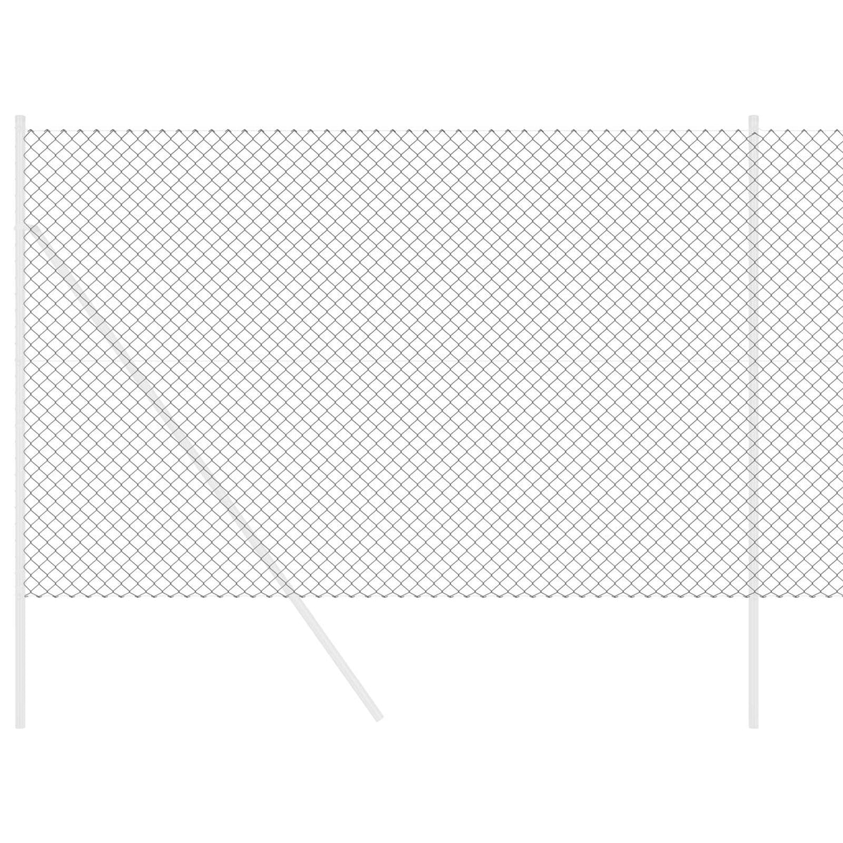 The fence panels displayed as a technical line drawing showing the structure and support posts