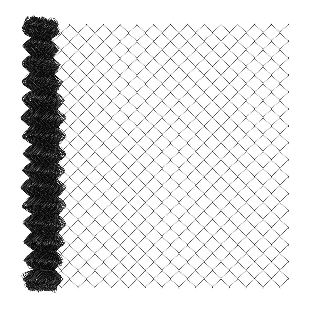 A roll of grey chain link fence material