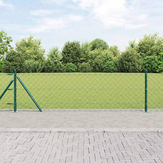 Chainlink Fence with Concrete Base 25 x 0.4 m PVC-Coated Steel Mesh size 60 x 60 mm mesh Length 25 m Concrete base fix Green