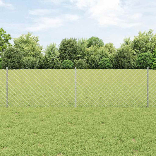Chainlink Fence with Post 10 x 0.6 m Silver Galvanised steel 10 x 0.6 m fence (4 x 4 cm mesh)