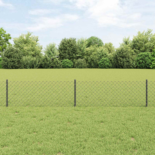 Chainlink Fence with Post 10 x 1 m PVC-Coated Steel Mesh Grey 10 x 0.4 m fence (4 x 4 cm mesh)