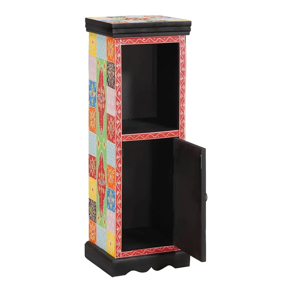 vidaXL Chest of drawers Multicolour Solid Mango Wood with the lower cupboard door open