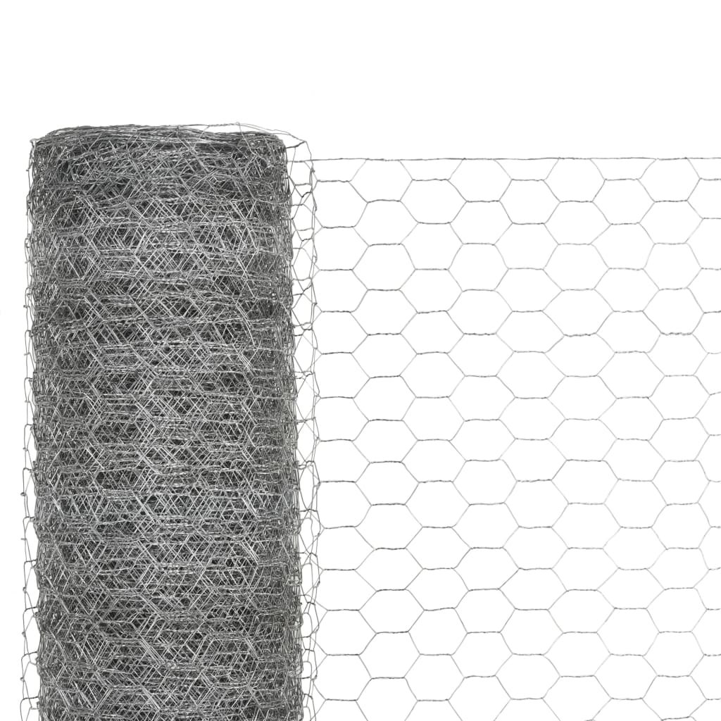 The hexagonal mesh pattern of the galvanised steel fence panel