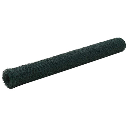 Chicken Wire Fence Steel with PVC Coating 25x1,2 m Green 1.2 m