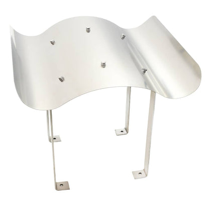 The chimney cowl featuring a curved top panel supported by four sturdy metal legs