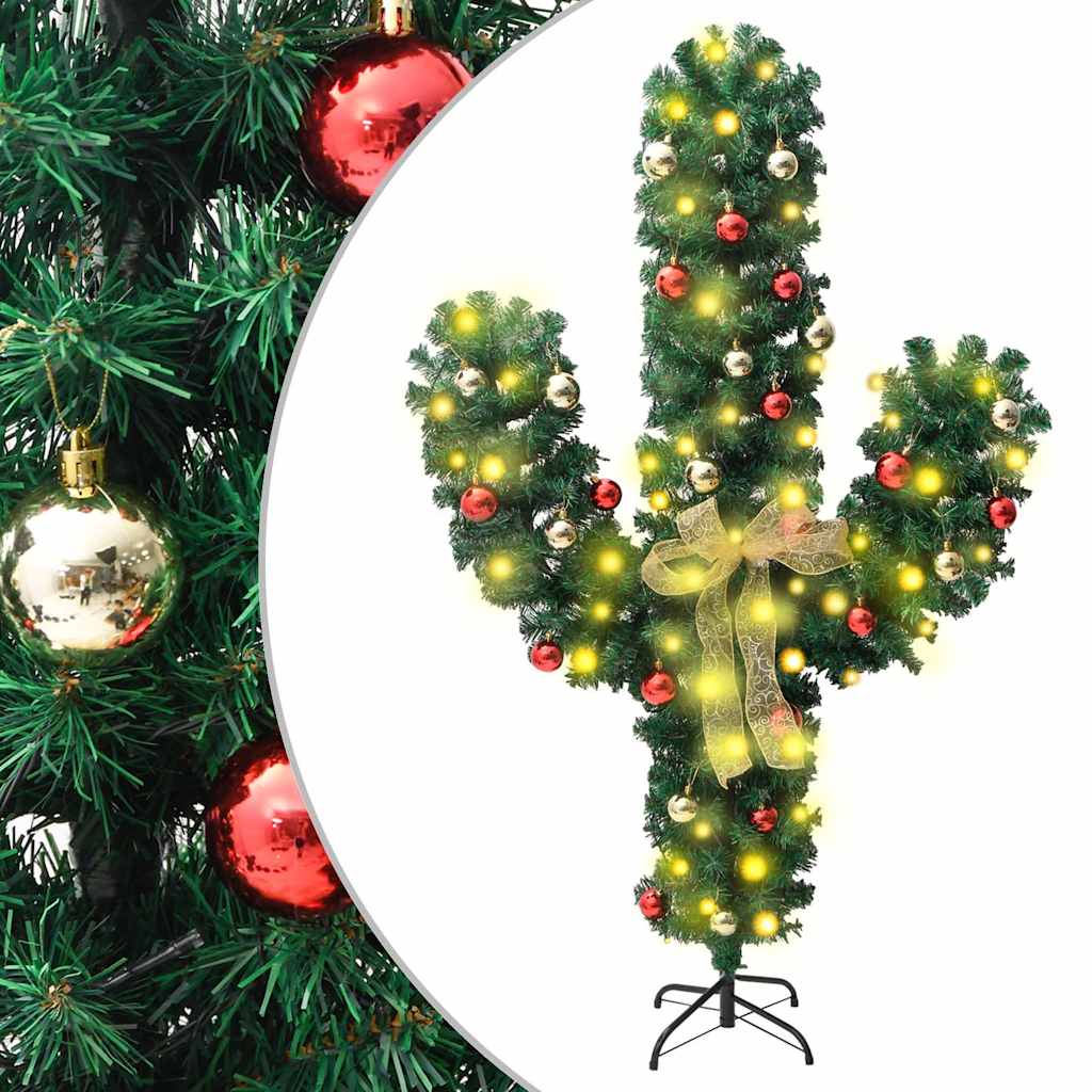vidaXL Christmas Cactus with Stand and LED Green 150 cm PVC 1
