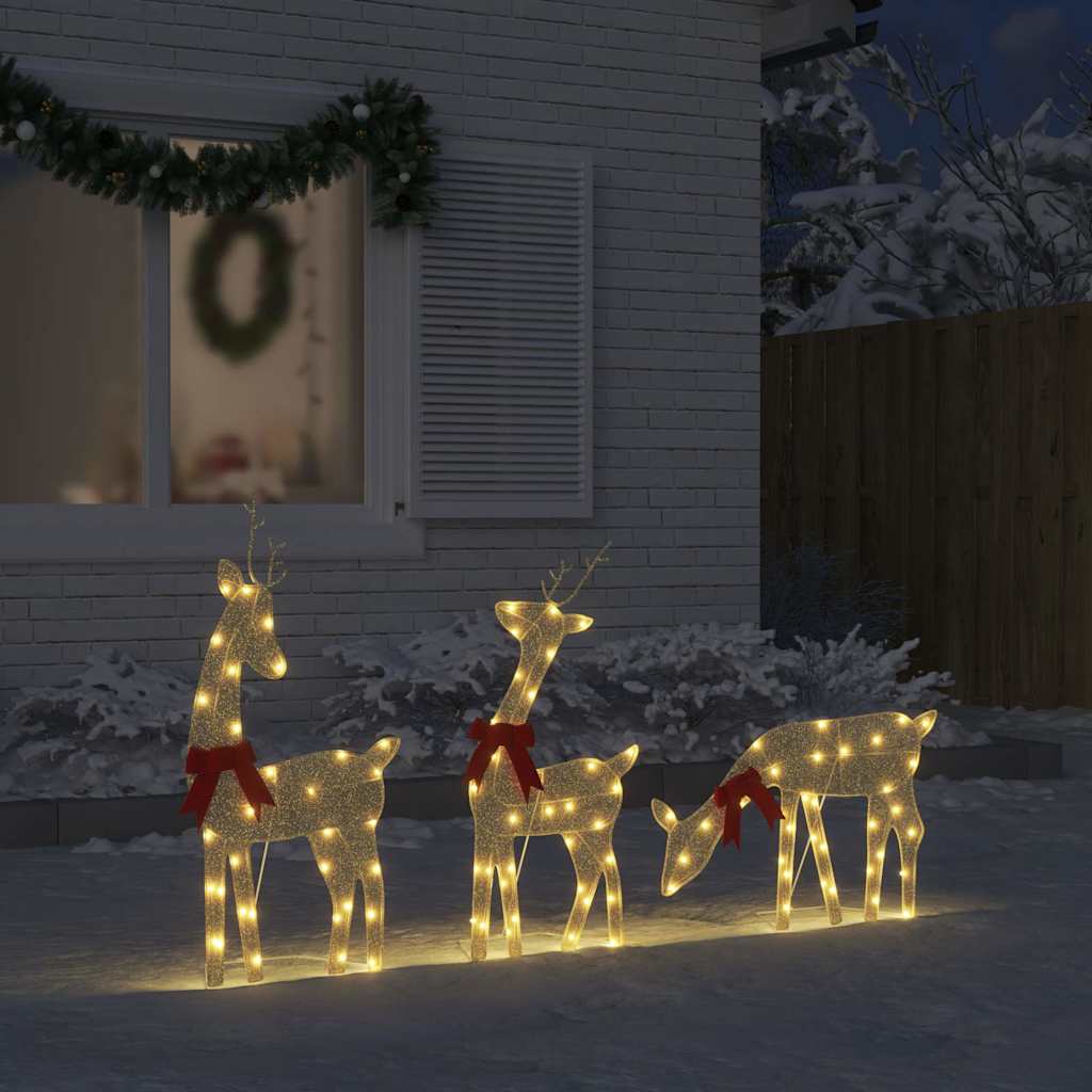 vidaXL Christmas Decoration Reindeer 3 pcs 90 LEDs Warm White 1