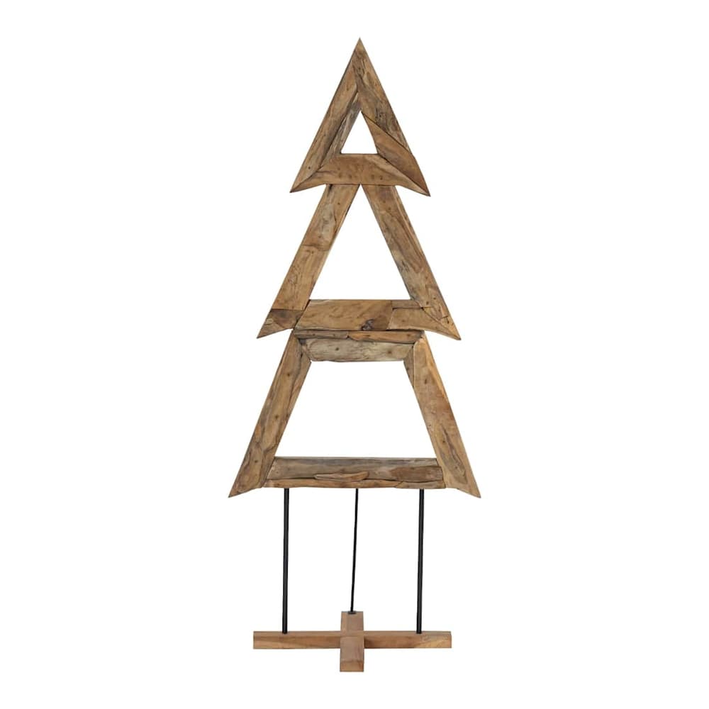 A close up of the wooden Christmas tree frame showing its construction