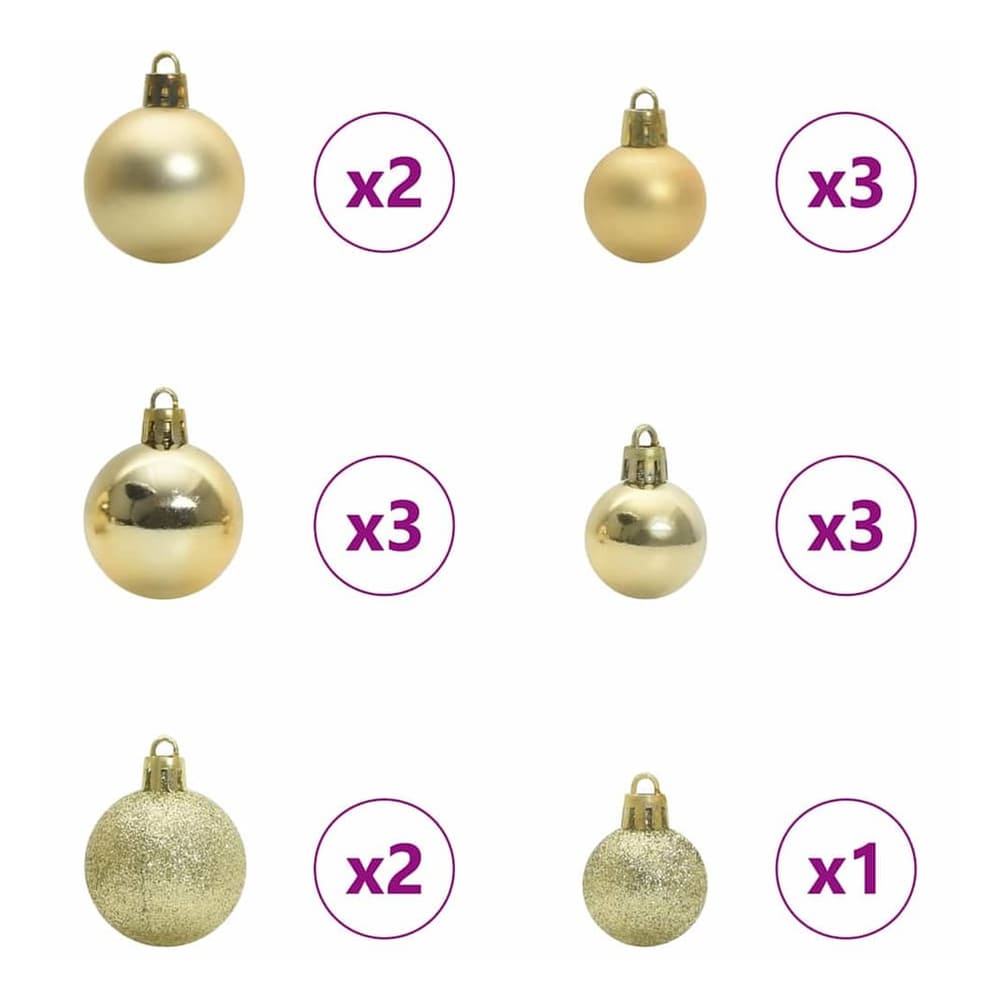 Baubles included with the artificial Christmas tree in different sizes and finishes