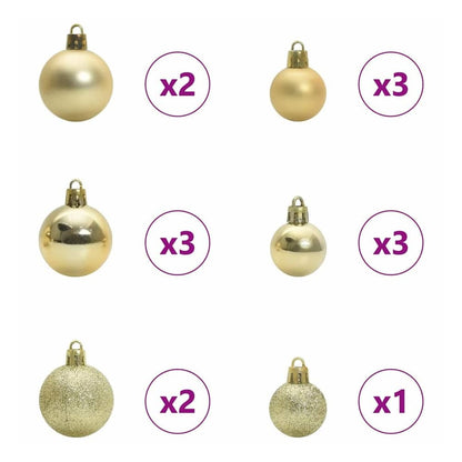 Baubles included with the artificial Christmas tree in different sizes and finishes