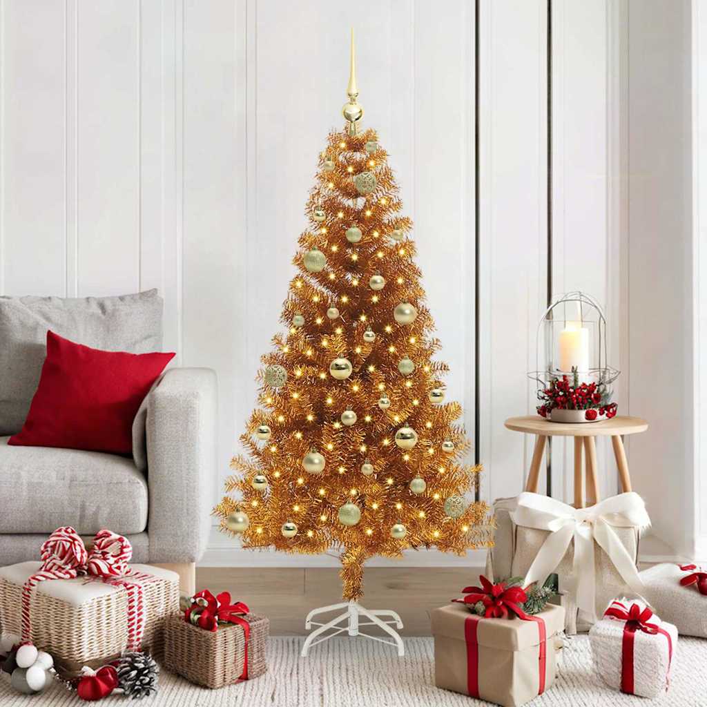 Christmas Tree PET 150 cm Gold with 150 LEDs&gold balls