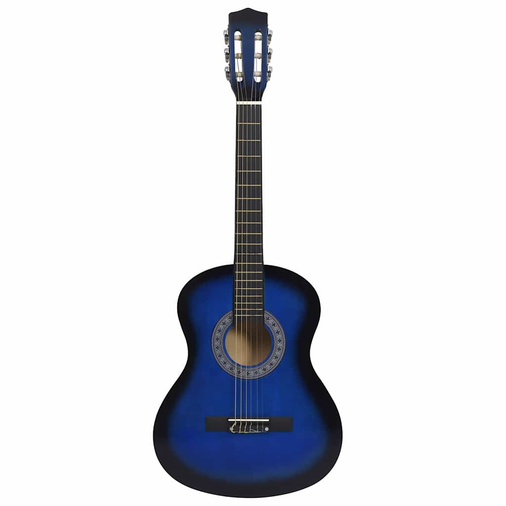 Blue 3/4 size classical guitar, front view