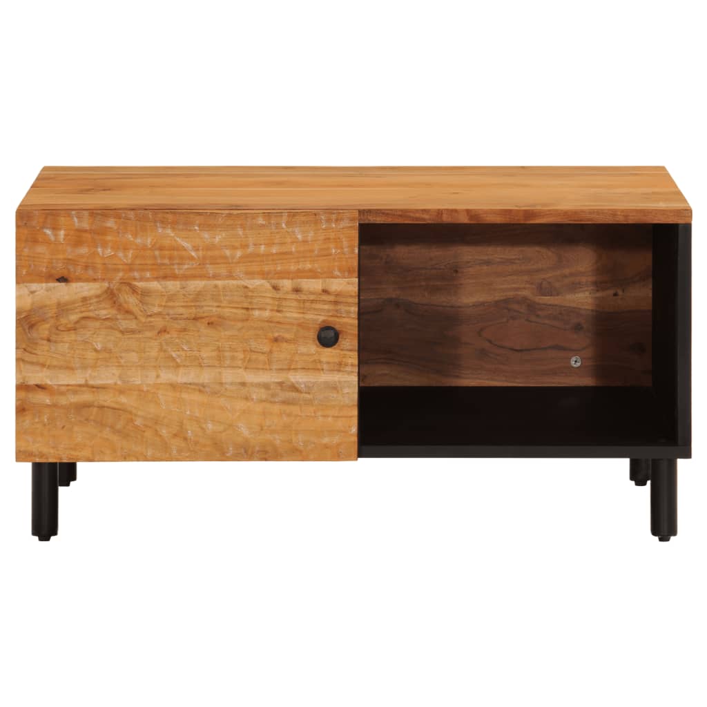 The coffee table showing the front with the door slightly ajar