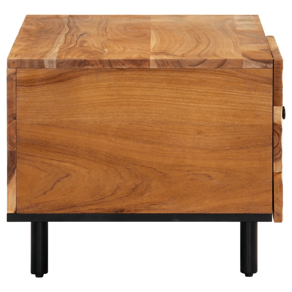 Close up of the side of the coffee table showing the wood grain texture