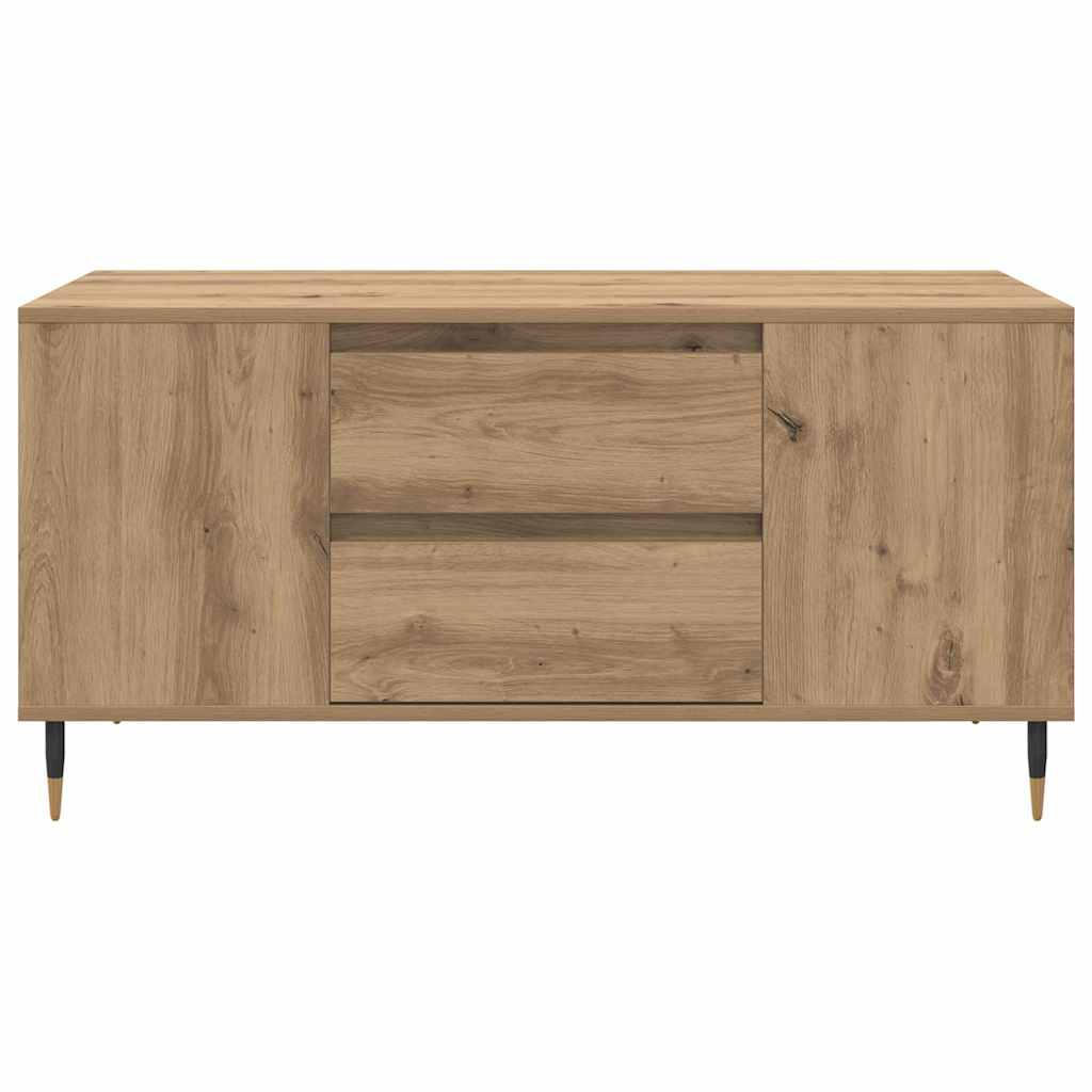 A front view of the coffee table with two drawers and a cupboard door