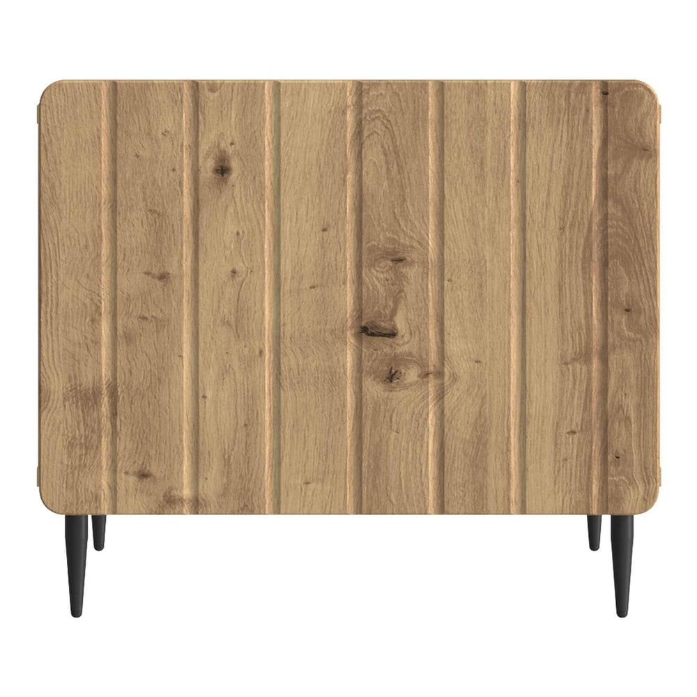 Back view of the artisan oak coffee table showing the wood grain and legs