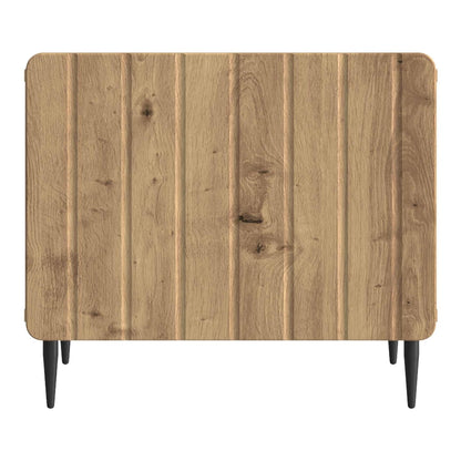 Back view of the artisan oak coffee table showing the wood grain and legs