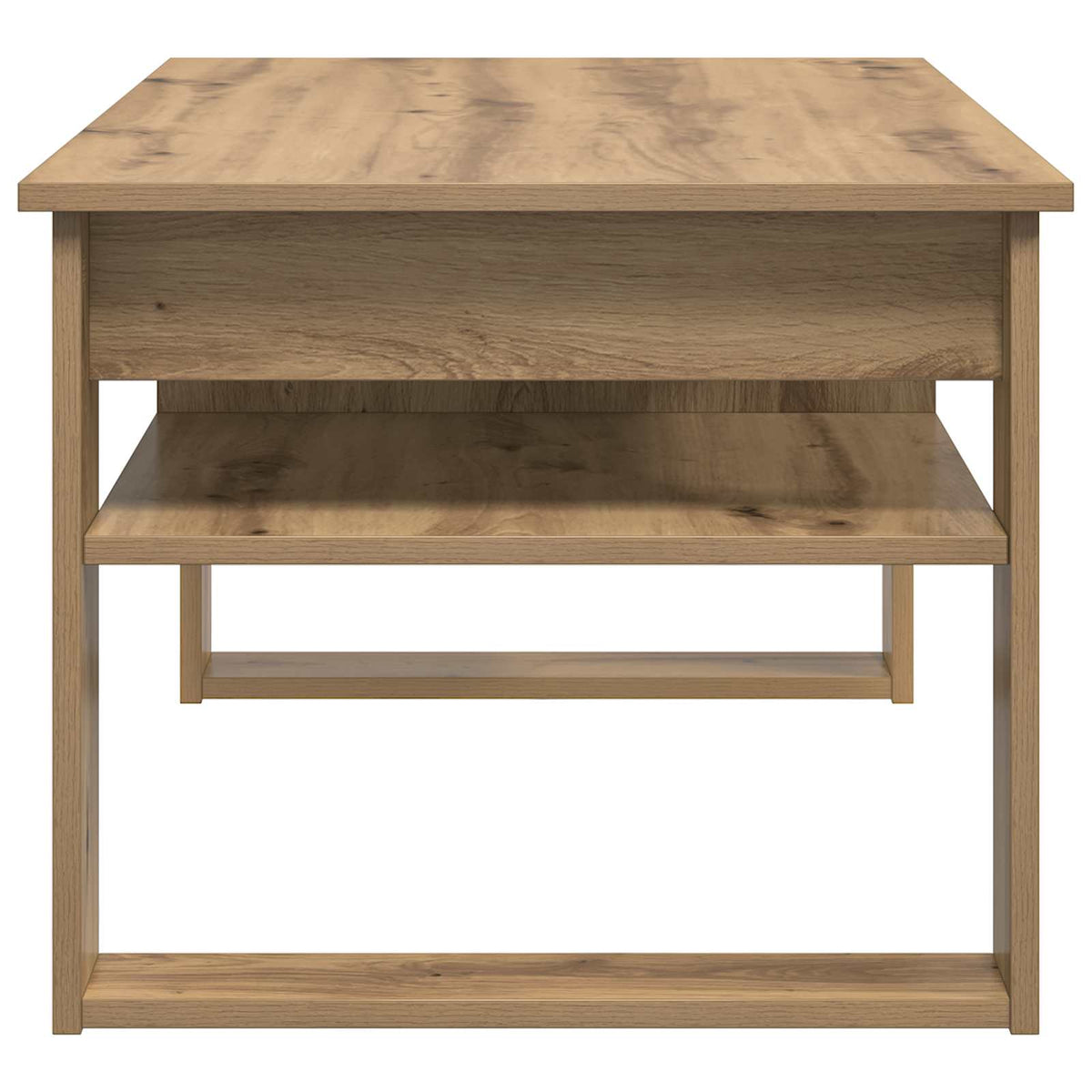 the coffee table viewed from the side showing the open frame structure