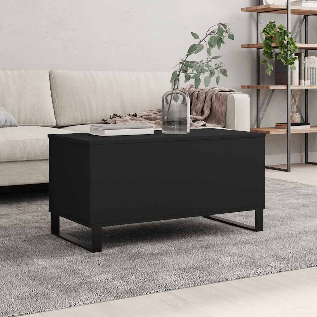 vidaXL Coffee Table Black Engineered Wood in a living room setting on a rug