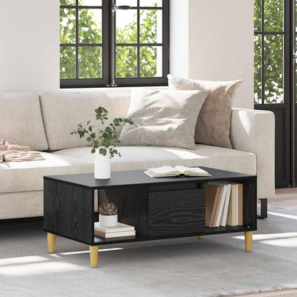 vidaXL Coffee Table Black Oak Engineered Wood in a living room setting with a sofa
