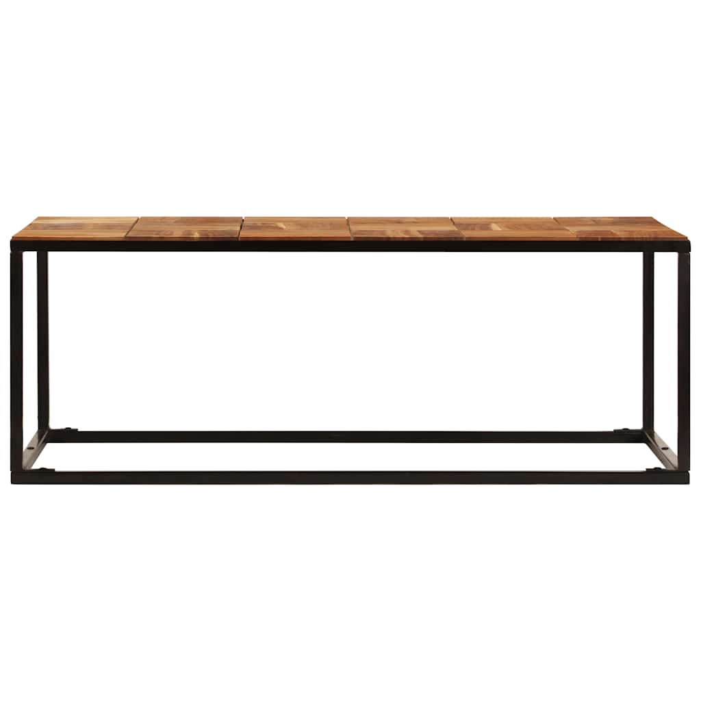 The coffee table viewed directly from the front showing the wooden top