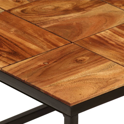 A close up of the coffee table surface showing the join between the wooden pieces